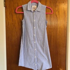 Button down collar chambray shirt dress